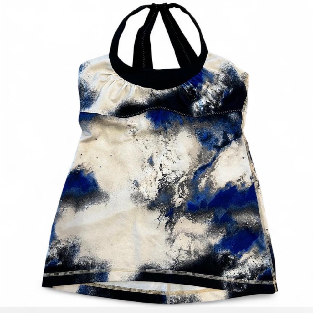 Lululemon Blue and Black Women's Strappy Workout Tank Top